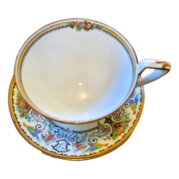 Crown Staffordshire Rennaissance Floral Tea Cup and Saucer England China CT318 - Picture 4 of 12